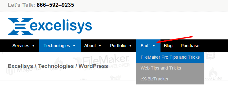 wordpress-navigation-item-without-link